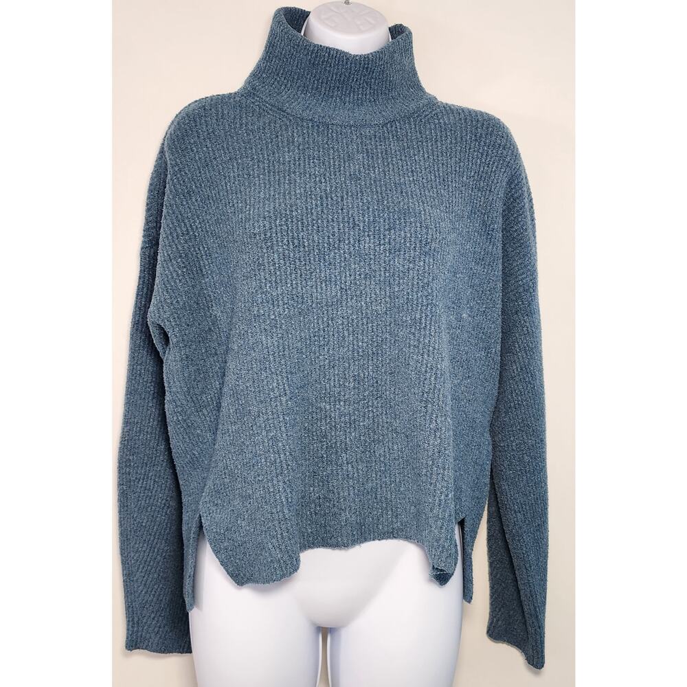Abercrombie & Fitch Blue Turtleneck‎ Sweater Cropped Ribbed Cozy M